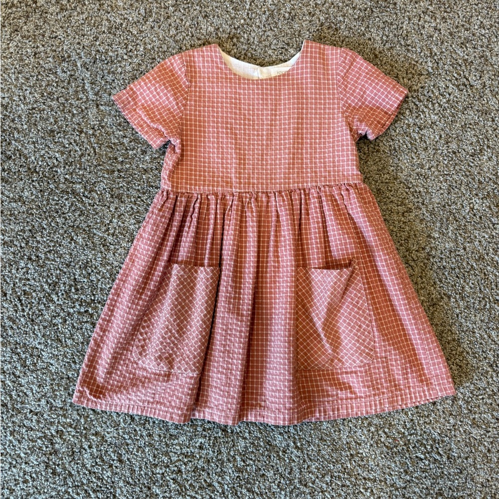 Knotted Fern Pink Checkered Girls Dress size 7-8
